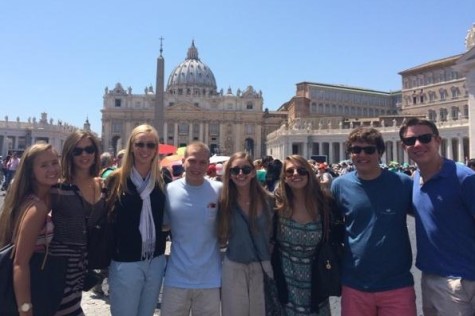Berkeley art students pose for a photo in St. Peters Square.
