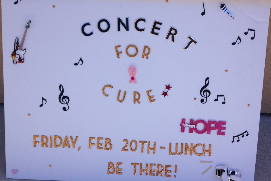 Concert for a Cure posters around campus promote the event