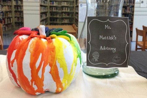 Coming in strong as a new faculty member, Mrs. Muttick's Advisory group reflected back to their past, using melted crayons to decorate their pumpkin. Following standard ROYGBV rainbow pattern, this pumpkin brings a multitude of colors to the green Florida Fall. This technique is new to the pumpkin decorating contest, and is sure to win them many pennies in the upcoming competition.