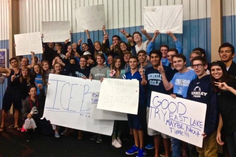 Berkeley fans can be seen supporting the Ice Bucs with their very unique and original posters. 