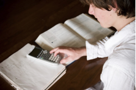 Here a student is seen studying for the math section of the SAT. 