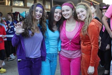 Seniors Rachel Slakter, Kendall Caputo, Olivia Hoffman, and Laura Towell dressed up as the Cheetah Girls. 