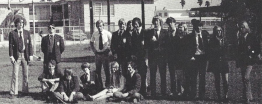  Pictured is The Fanfare staff in 1972; Martin Baron 72 (seated, extreme left) served as the editor-in-chief.