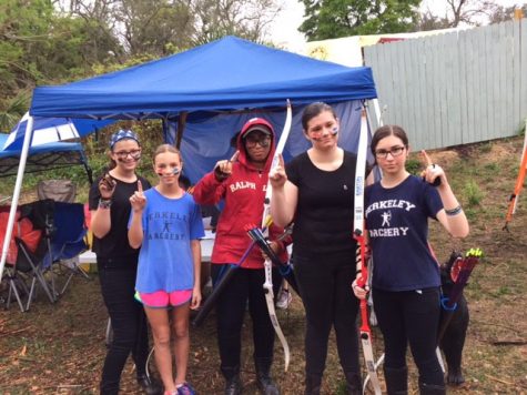 Oliva Diecidue ’19, Lilly Paggio ’22, Mikae Provine ’19, Alicia Rose ’18 and Batia Friedman-Shaw ’18 can all be seen as they all prepare to compete (left to right).