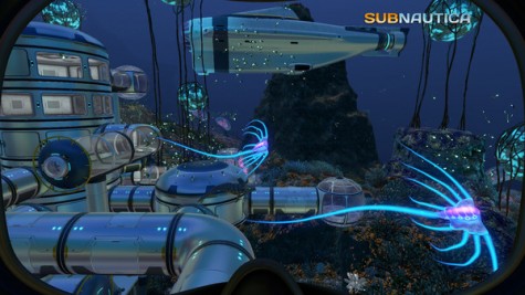The player grabs for some boomerang fish, which reside in a sparse reef about 50 meters under the sea’s surface, after leaving his/her “SeaMoth”. Developed by Unknown Worlds Entertainment, Subnautica was in early access for most of 2015.