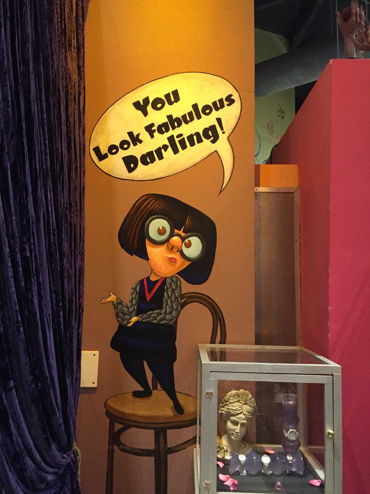 EDNA GIVES GREAT ADVICE: Disney surprises are everywhere. In all of the stores, you can see advice like this in every corner.
