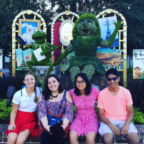 A PICK WITH MOI: You can expect different photo ops throughout the shopping area. Here, we managed to snag a pick with Kermit the Frog and Miss Piggy. From left: Emma Edmund 18, Dina Al-Hassani 16, Samantha Tun 17 and Arjun Gandhi 18.
