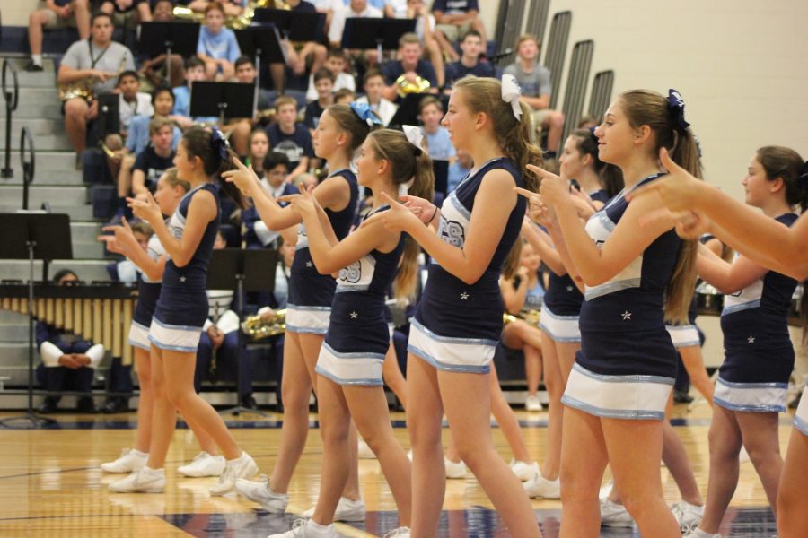 MD CHEERLEADERS DANCE US INTO A GREAT WEEKEND: Their audience sat captivated, as the Middle Division Cheerleaders performed classic BPS cheers with spirit and grace. The girls punctuated their dance routine with flawless stunts, preparing the Armada for a cheerful weekend.