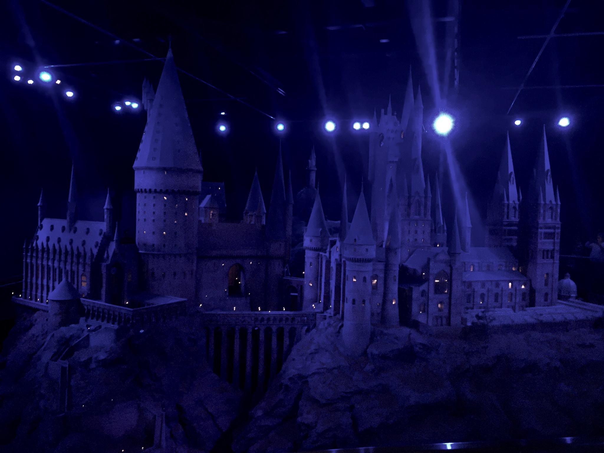 NIGHTTIME IN ENGLAND: At night, Hogwarts looks blue in the moonlight. It's not that scary, unless you want to go into the Forbidden Forest. Most students just stick to the Restricted Section of the library.