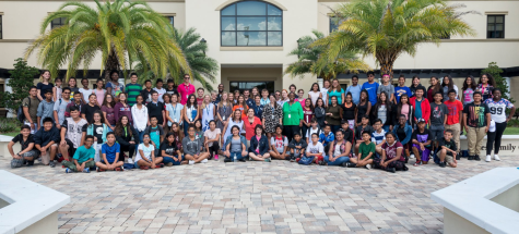 IN THEIR ELEMENT: The scholars pose for a photo in front of the Gries Center for Arts and Sciences. The Berkeley Academy selects high performing, low-income students. Photo from the Berkeley Academy website: https://academy.berkeleyprep.org/page