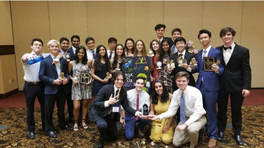 ONE HEARTBEAT: The Berkeley Math Club poses with trophies galore after the final awards ceremony at the Mu Alpha Theta National Convention in Las Vegas, Nevada. 
