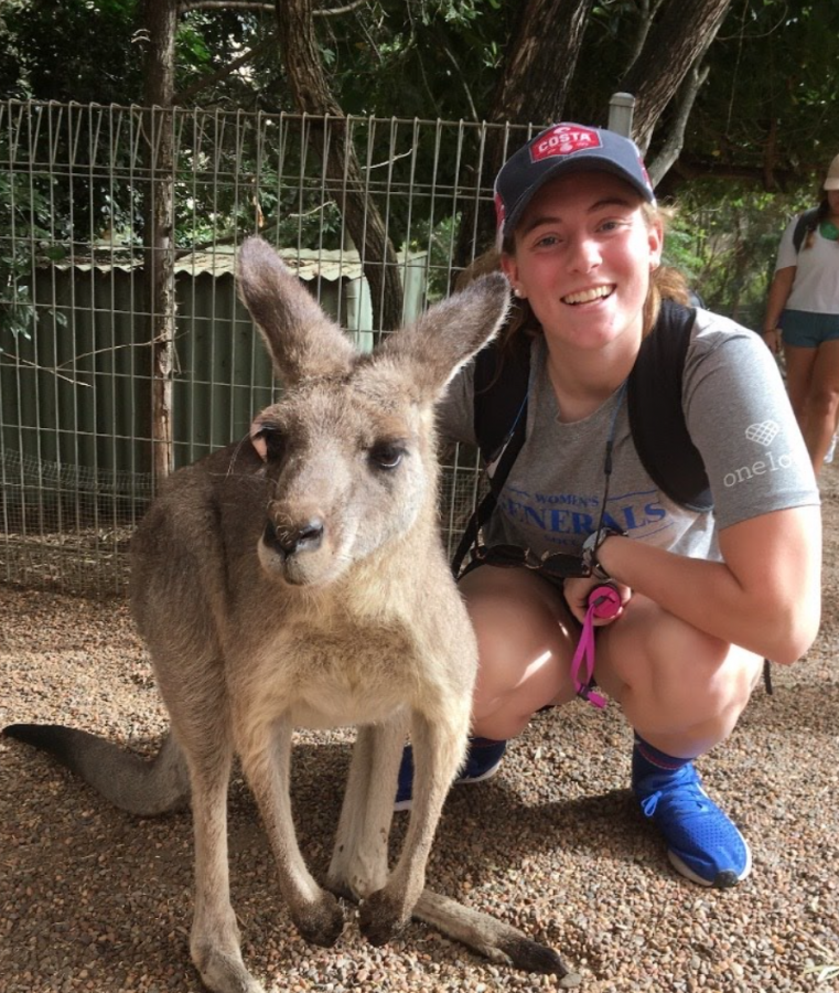LAND DOWN UNDER: Passaro on her study abroad to Australia where she pursued Biology and made new friends, including this kangaroo. Photo from Leeann Passaro 