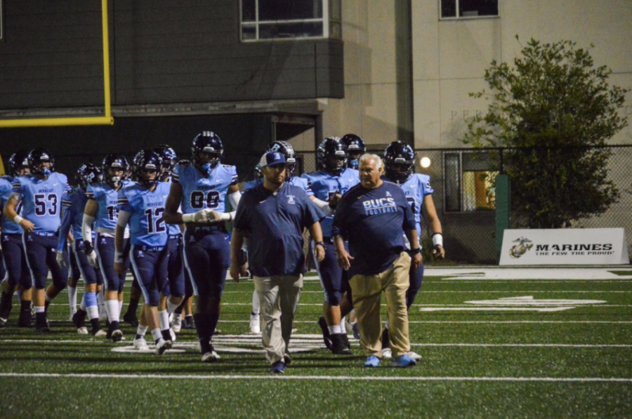 READY FOR BATTLE: Led by Head Coach Dominick Ciao, the Bucs are prepared for the exciting, action-packed game ahead of them. (Photo by Riley Zophin ’25)