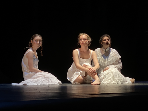 THE THREE ANNAS: Anna Kerrennina was played by three different students each representing a different version of herself. She was played by Mercy Roberts ’23 (from left), Lea Testeil ’22, and Sophia Vasiloudes ’22.