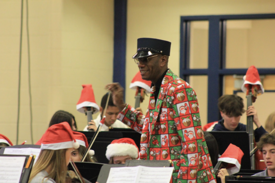 POLAR EXPRESS: Upper Division student and faculty orchestra, led by Middle Division Visual and Performing Arts teacher Ron Dillard performed a medley of songs from the popular Christmas movie The Polar Express.